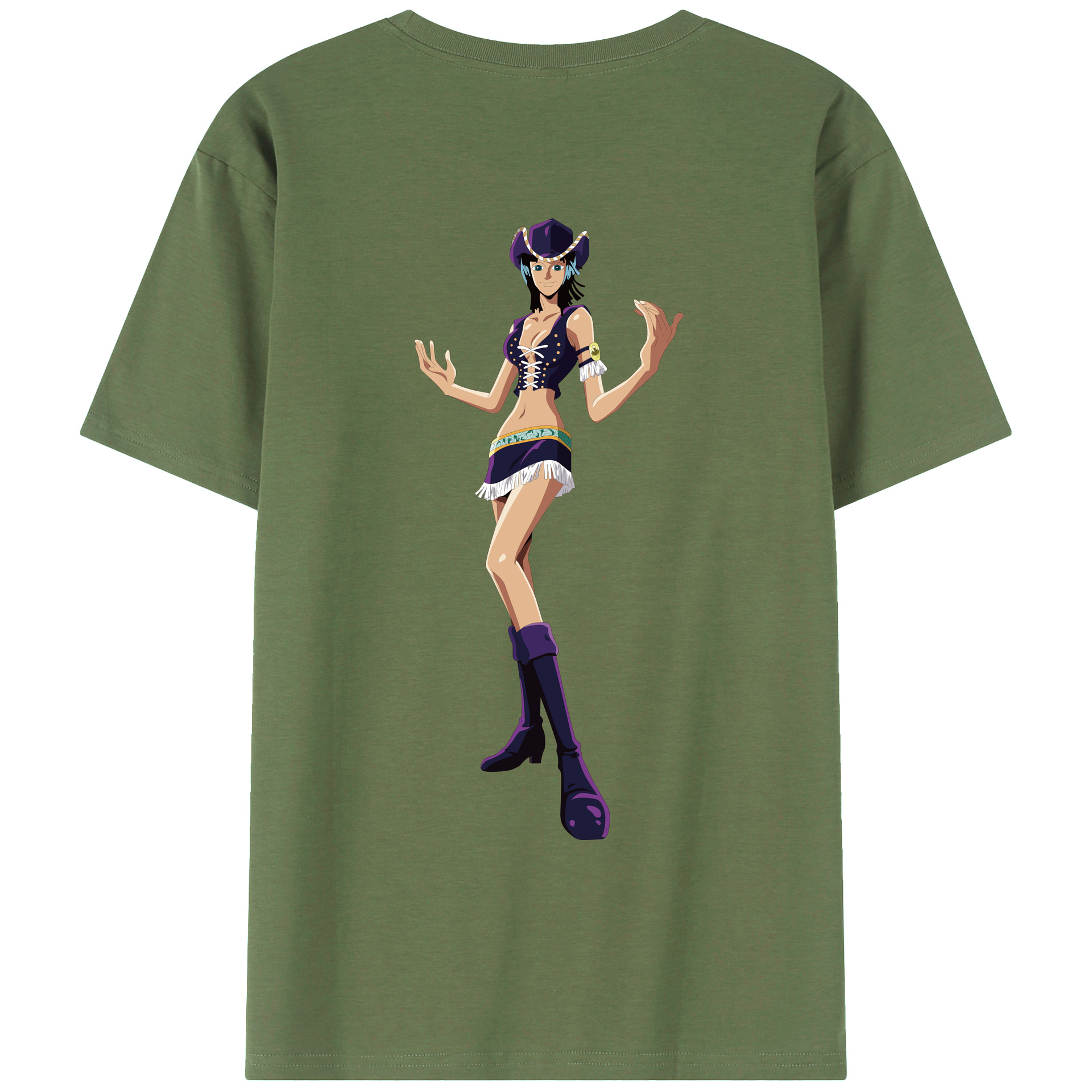 ワンピース ニコ・ロビン ONE PIECE Nico Robin 綿100％ メンズ半袖Tシャツ（バックプリント） 通気性